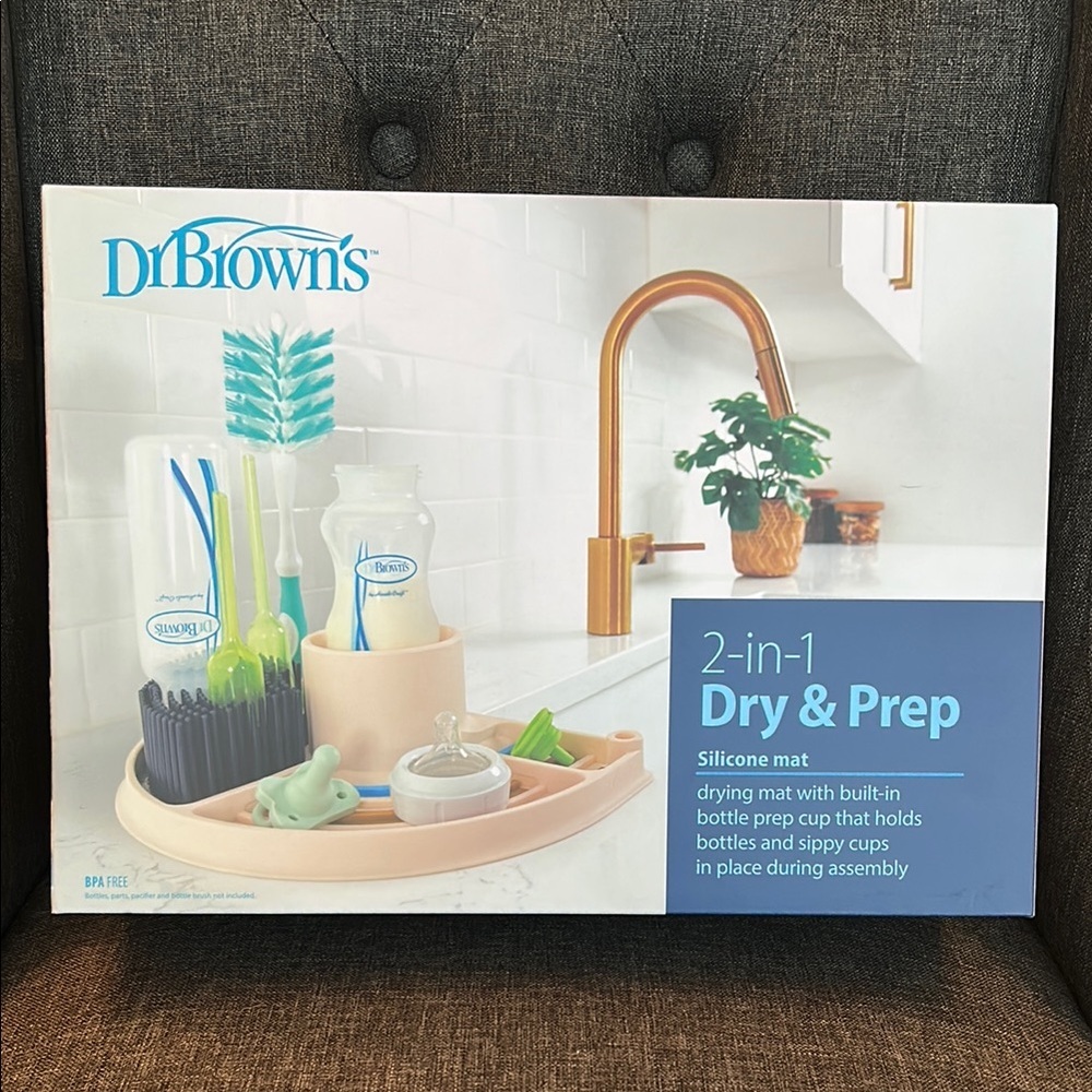 NEW Sealed Dr. Brown's 2-in-1 Dry & Prep Silicone Mat for bottles easy prep